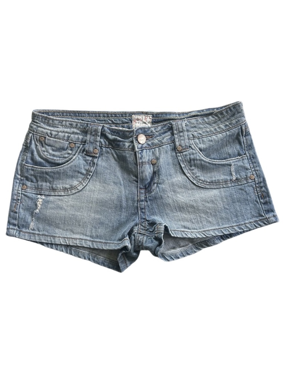 Mudd Y2K Low Rise Micro Denim Shorts Size 11 Grunge SoCal Streetwear Whimsygoth